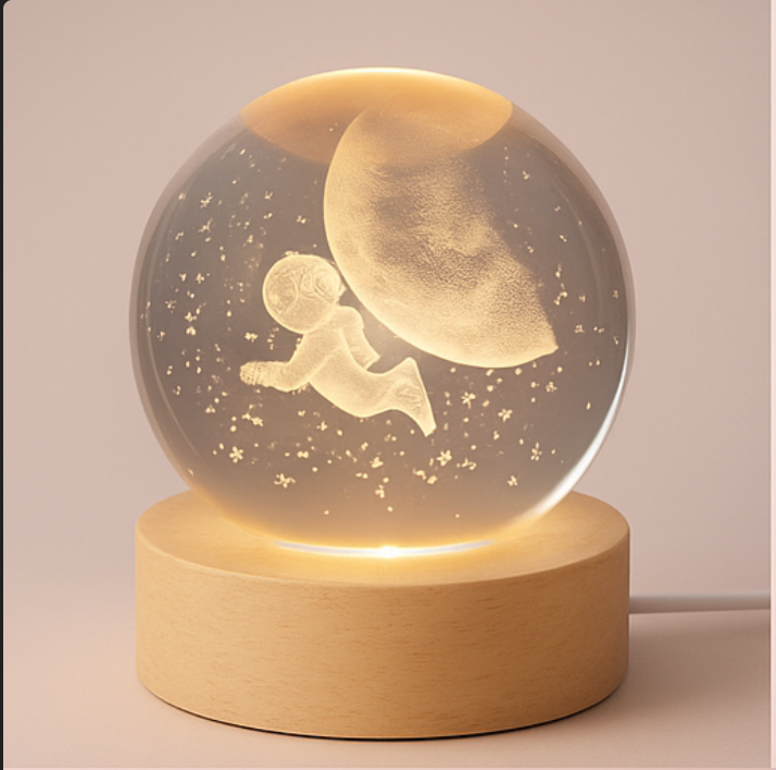 3D Sphere lamp (wooden base)™